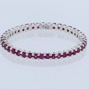 New Jolie 18k White Gold & Ruby Stackable Eternity Anniversary Wedding Band Ring